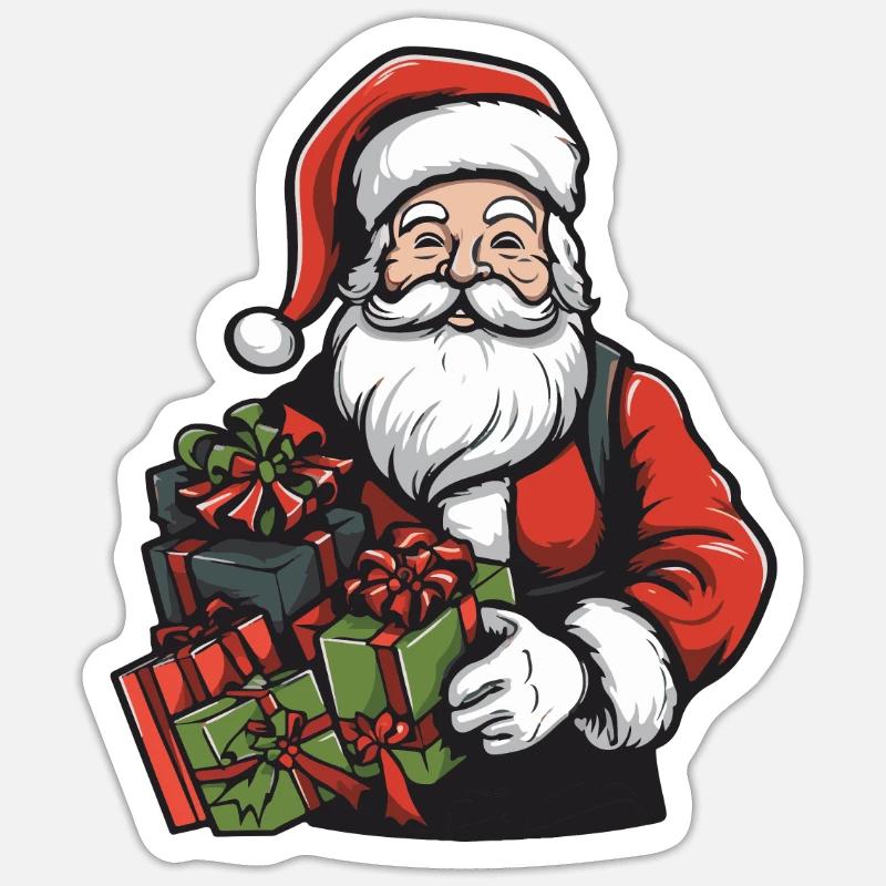 Weihnachtsmann Geschenke - Sticker Größe S (10 x 10 cm) - Mattweiß