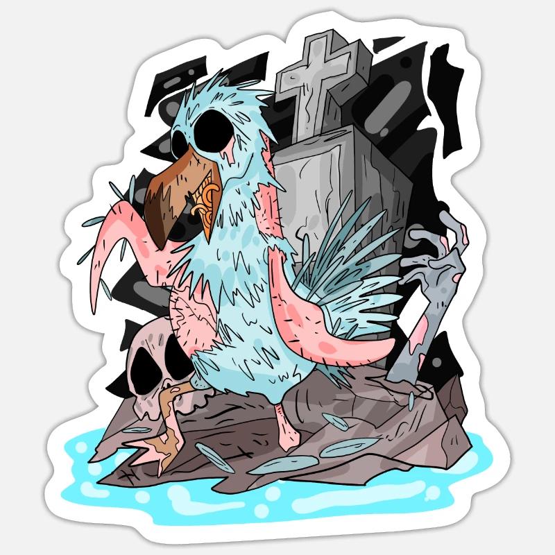 Zombie Möwe - Sticker Größe S (10 x 10 cm) - Mattweiß