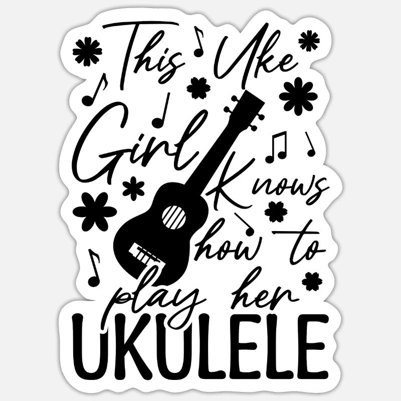 Ukulele Mädchen Sticker Größe S (10 x 10 cm)