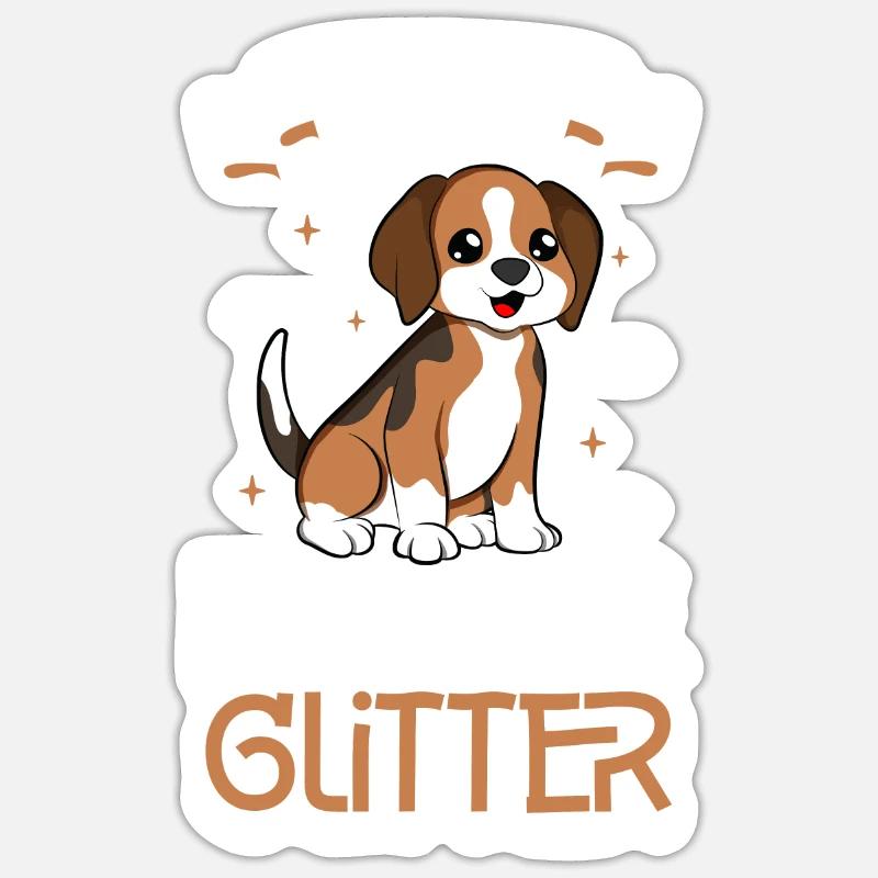Beagle Glitter - Sticker size S (10 x 10 cm) - white matte