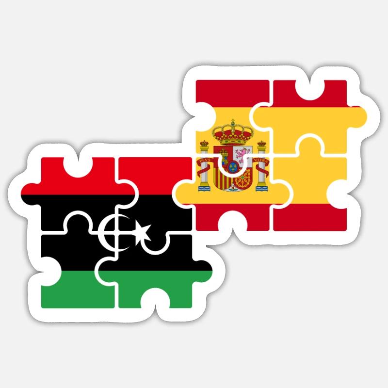 Libye Espagne Drapeau Espagnol Libyen Sticker taille S (10 x 10 cm)