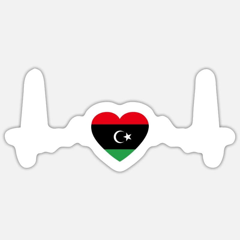 Libye Heartbeat Drapeau libyen Libyen Sticker taille S (10 x 10 cm)