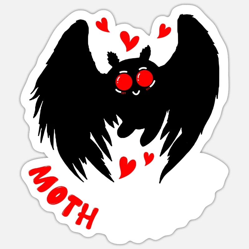 Mothman Kryptide Kryptozoologie - Sticker Größe S (10 x 10 cm) - Mattweiß