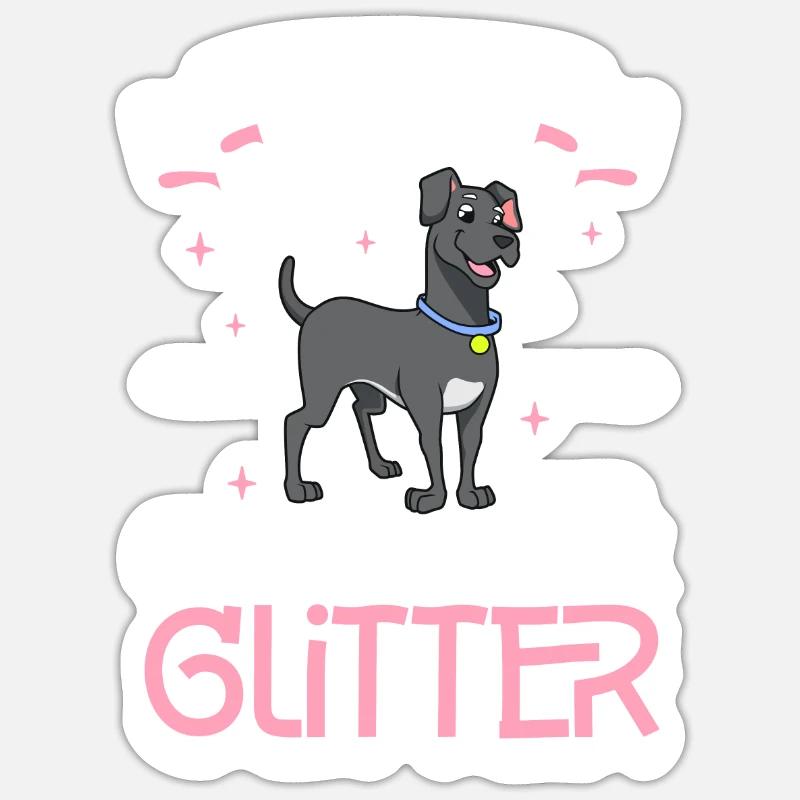 Great Dane Glitzer - Sticker Größe S (10 x 10 cm) - Mattweiß