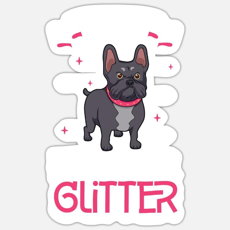 Frenchie Glitter Sticker size S (10 x 10 cm)