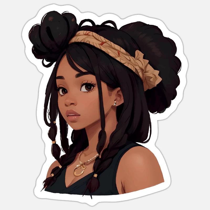 Hübsche Frau mit Dreadlocks - Sticker Größe S (10 x 10 cm) - Mattweiß