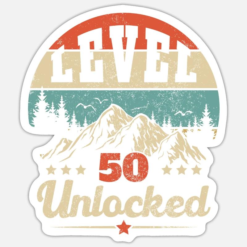 Niveau 50 Débloqué - Sticker taille S (10 x 10 cm) - blanc mat