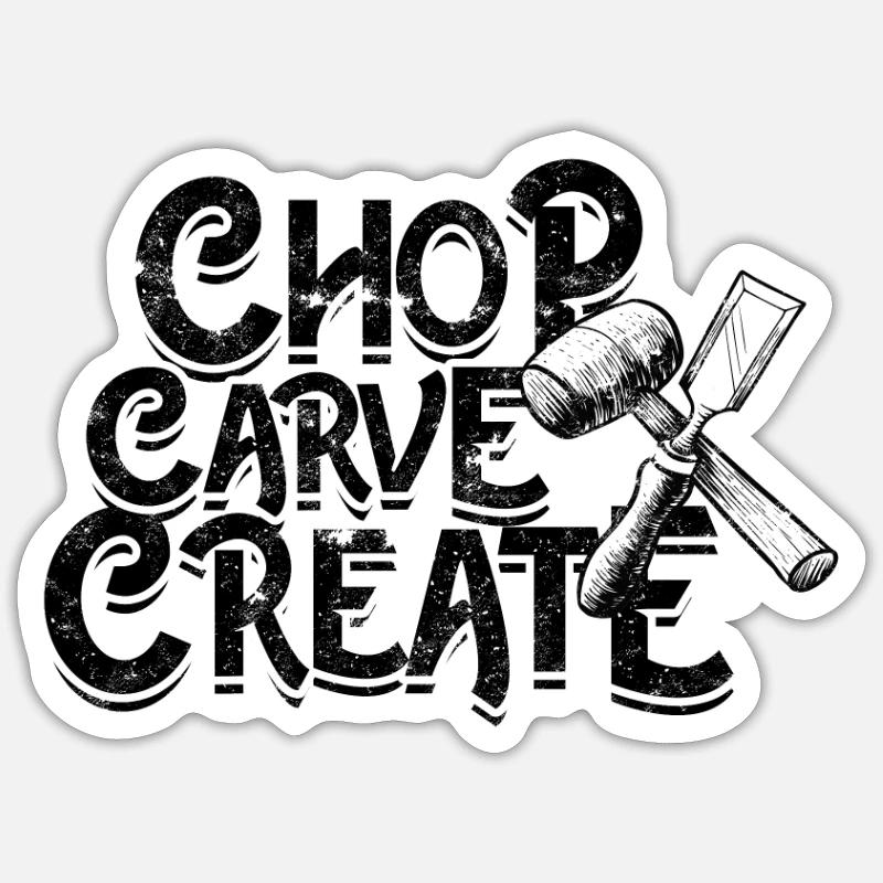 Hacher, sculpter, créer - Menuiserie - Sticker taille S (10 x 10 cm) - blanc mat
