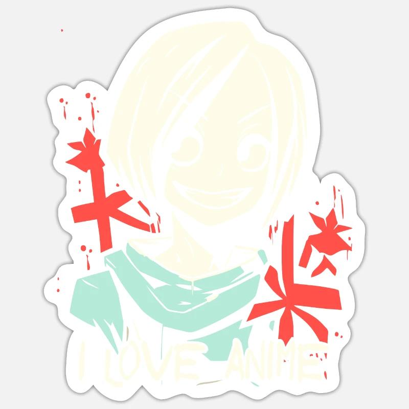 Ich liebe Anime und coole Mädchen - Sticker Größe S (10 x 10 cm) - Mattweiß