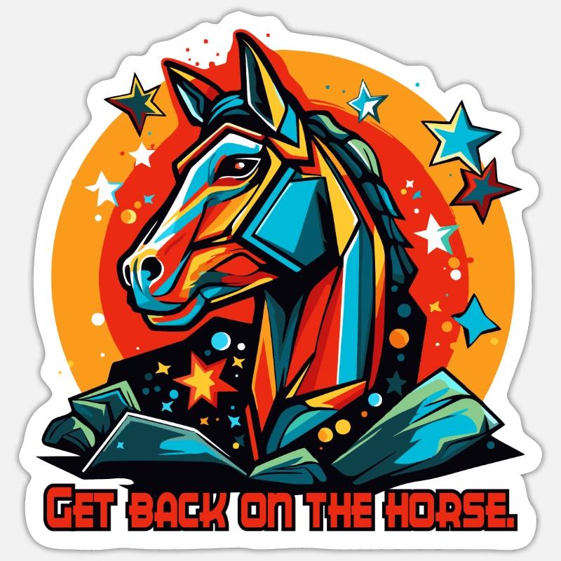 Back in the saddle, back on the horse Sticker size S (10 x 10 cm)