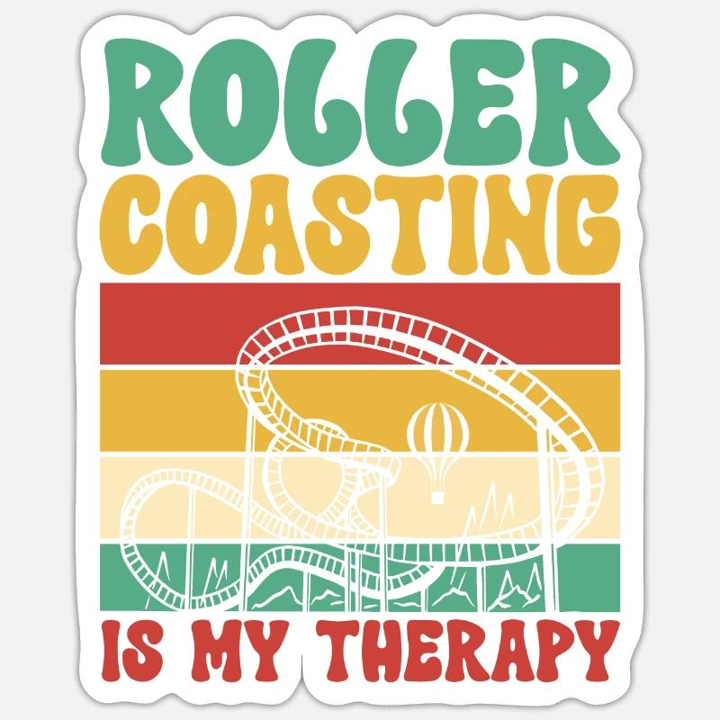Achterbahn Rollercoaster Freizeitpark - Sticker Größe S (10 x 10 cm) - Mattweiß