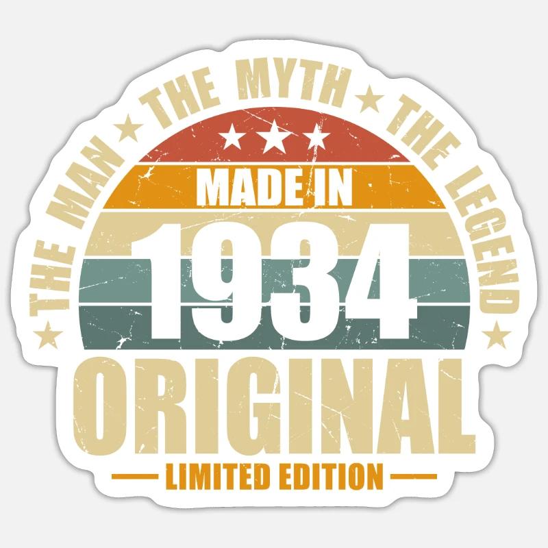 Légendes 89/90 - Millésime 1934 - Sticker taille S (10 x 10 cm) - blanc mat