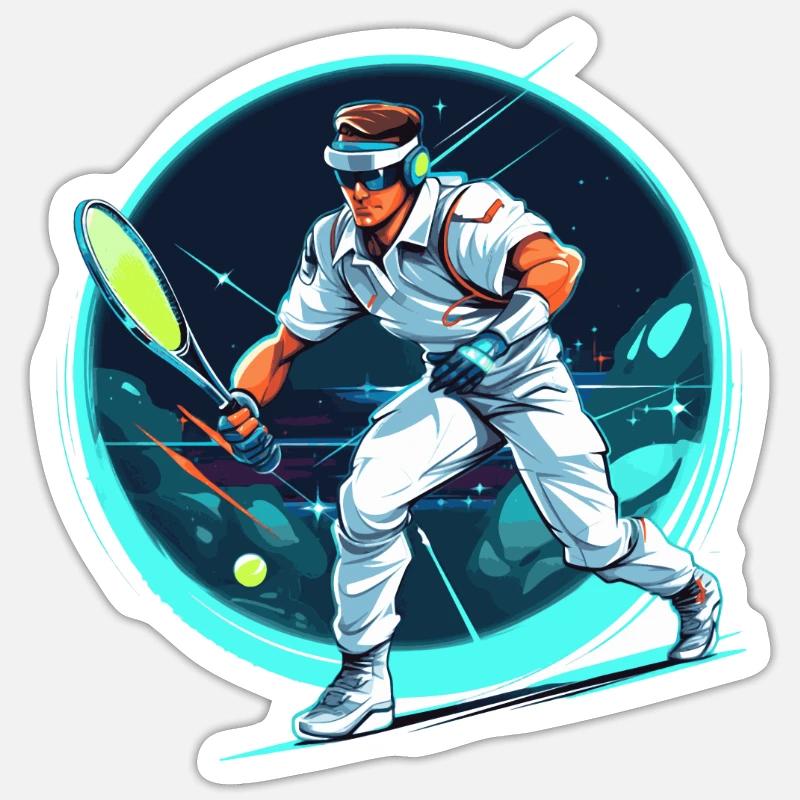 Tennis - Sticker taille S (10 x 10 cm) - blanc mat