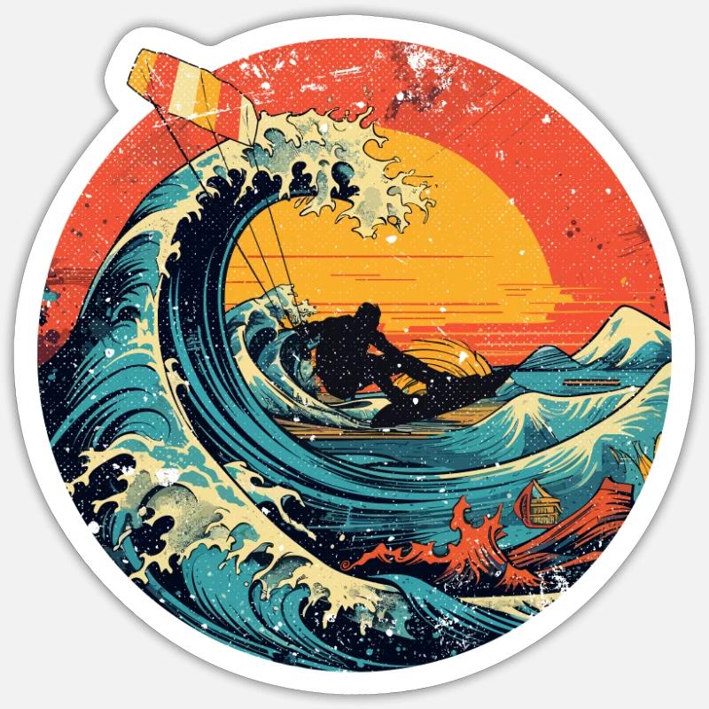 kitesurf kitesurf kitesurf planche de kite surf - Sticker taille S (10 x 10 cm) - blanc mat