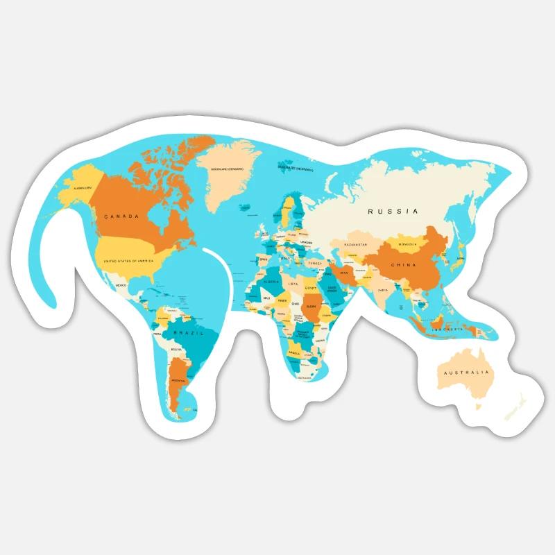 World ist eine Katze, die mit der australischen Ge - Sticker Größe S (10 x 10 cm) - Mattweiß