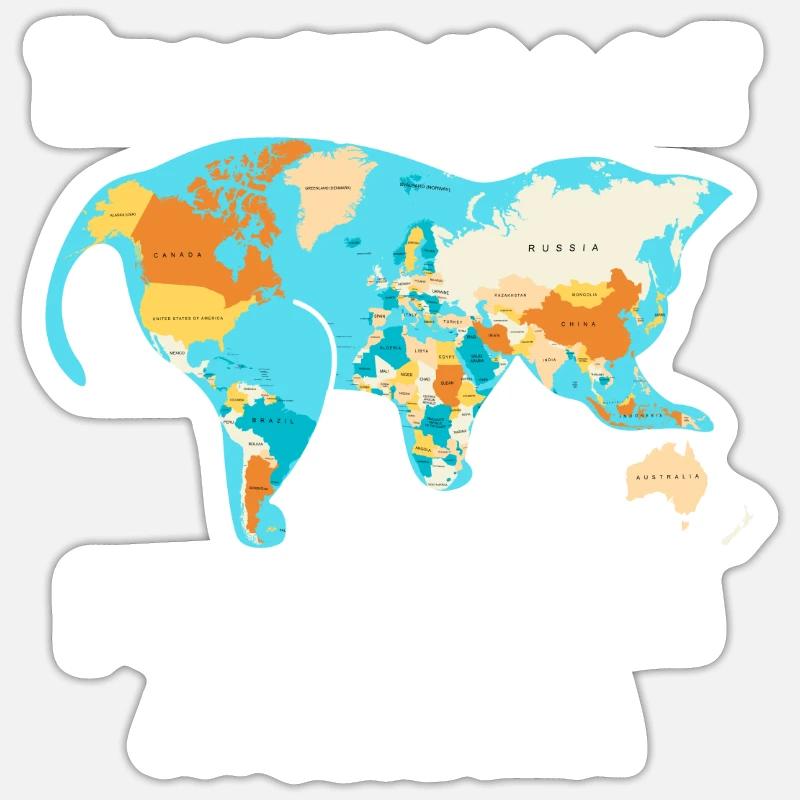 World ist eine Katze, die mit der australischen Ge - Sticker Größe S (10 x 10 cm) - Mattweiß