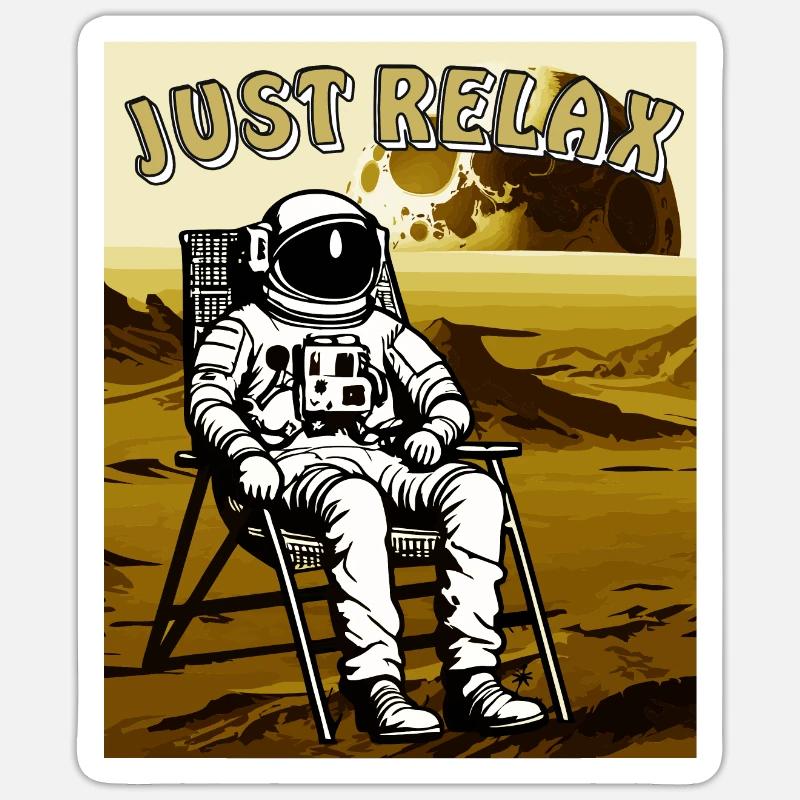 ASTRONAUT JUST RELAX - Sticker size S (10 x 10 cm) - white matte