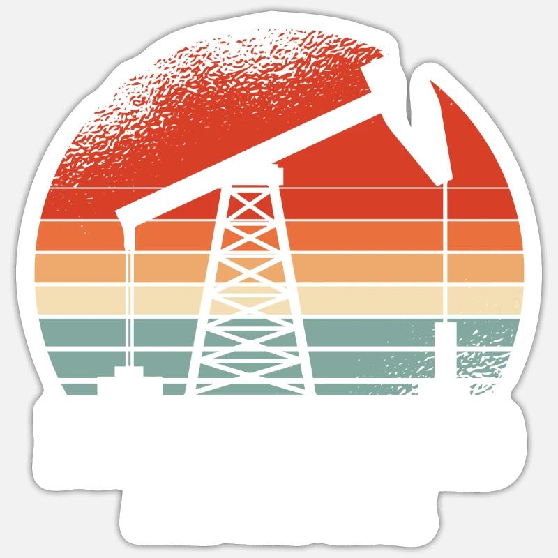 Ölfeld Bohrinsel Fracking - Sticker Größe S (10 x 10 cm) - Mattweiß