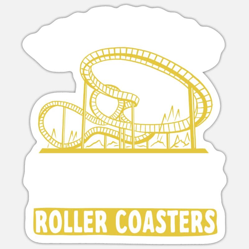 Achterbahn Rollercoaster Freizeitpark - Sticker Größe S (10 x 10 cm) - Mattweiß