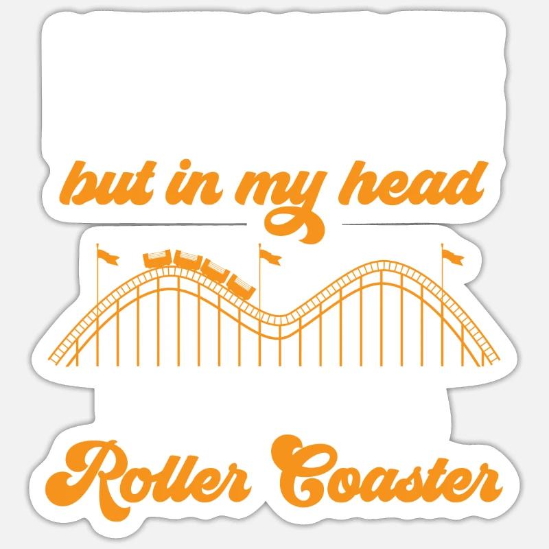 Achterbahn Rollercoaster Freizeitpark - Sticker Größe S (10 x 10 cm) - Mattweiß