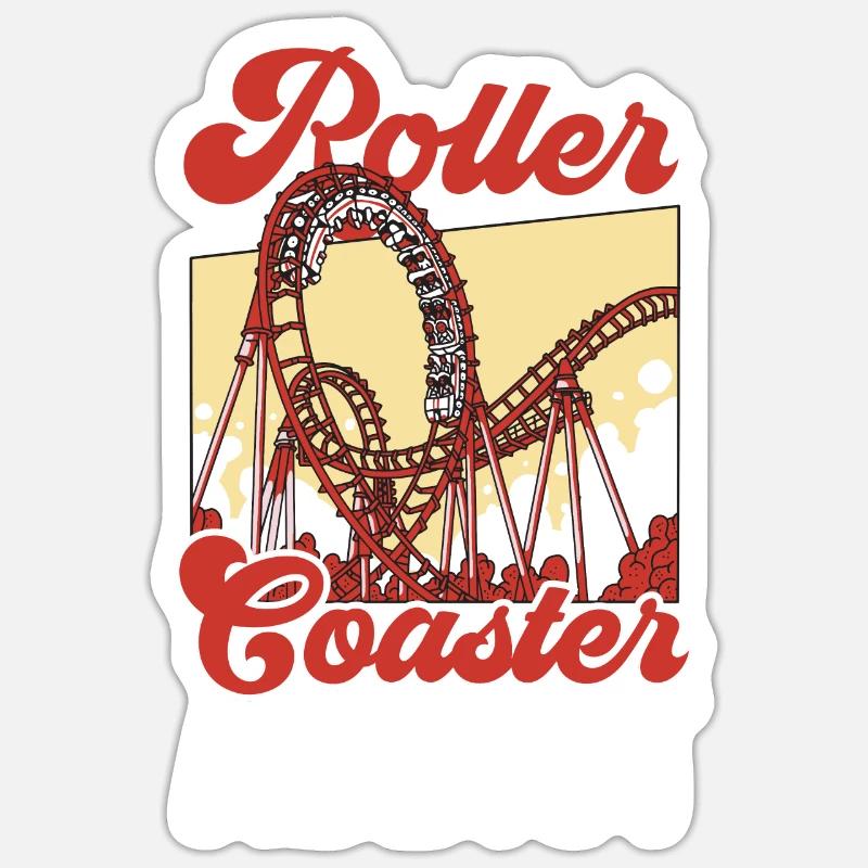 Achterbahn Rollercoaster Freizeitpark - Sticker Größe S (10 x 10 cm) - Mattweiß