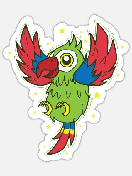 Papagei landet Vogel Sprechen Tier - Sticker Größe S (10 x 10 cm) - Mattweiß