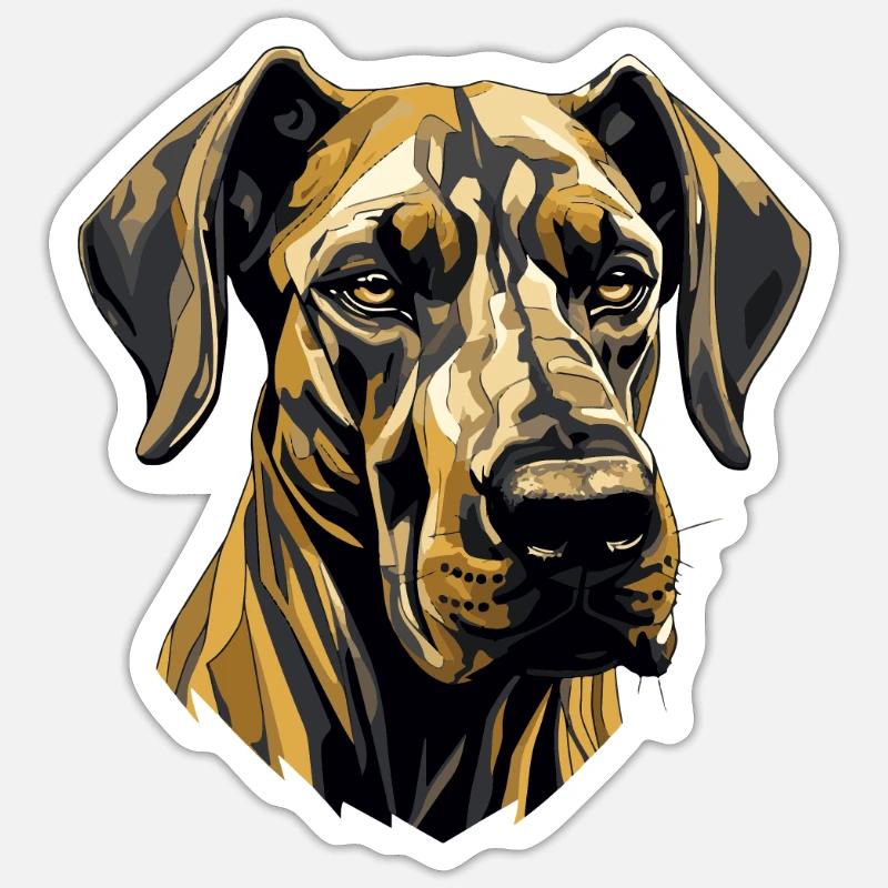 Great Dane Hund Kopf - Sticker Größe S (10 x 10 cm) - Mattweiß