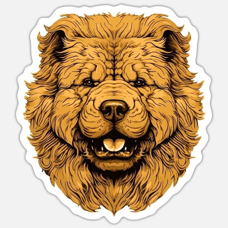 Chow Chow Dog Head - Sticker size S (10 x 10 cm) - white matte