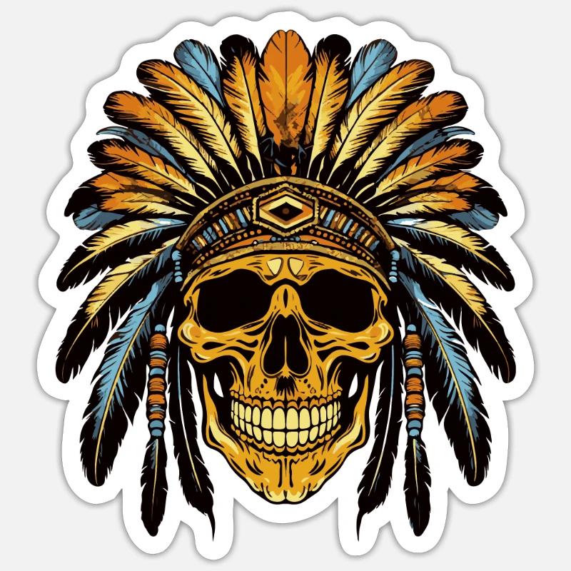 Chief Skull Apache Indian - Sticker size S (10 x 10 cm) - white matte