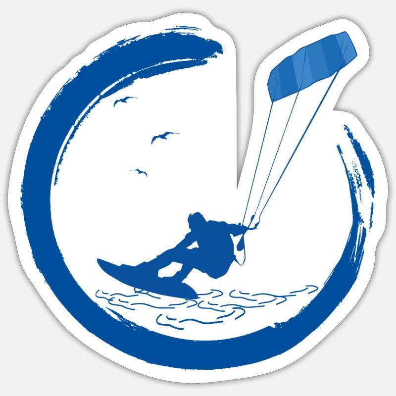 Kitesurf Kiteboard Kitesurfen Kite-Surf-board - Sticker Größe S (10 x 10 cm) - Mattweiß