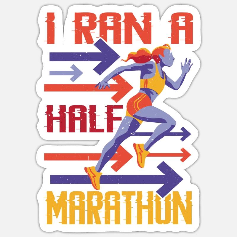 I Ran A Half Marathon Sticker Größe S (10 x 10 cm)