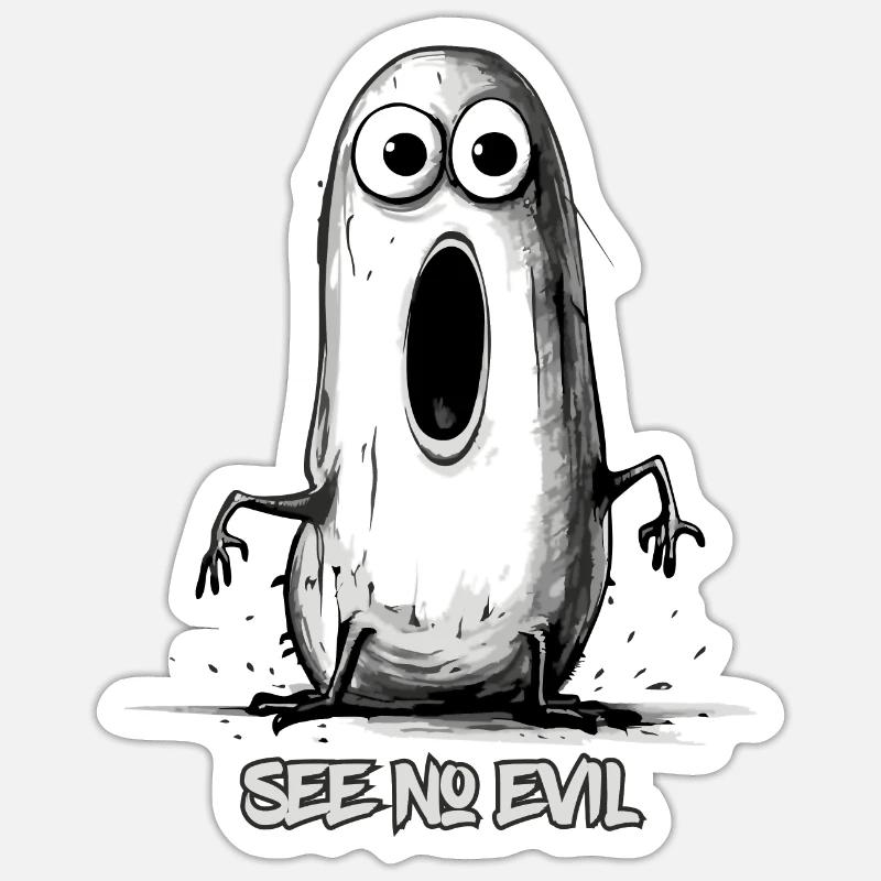 Don't see evil, funny worm Sticker size S (10 x 10 cm)