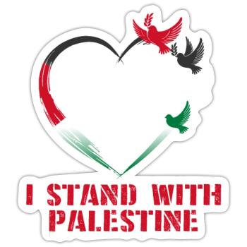 I Stand With Palestine Frieden Freiheit Palästina - Sticker Größe S (10 x 10 cm) - Mattweiß - Vorne