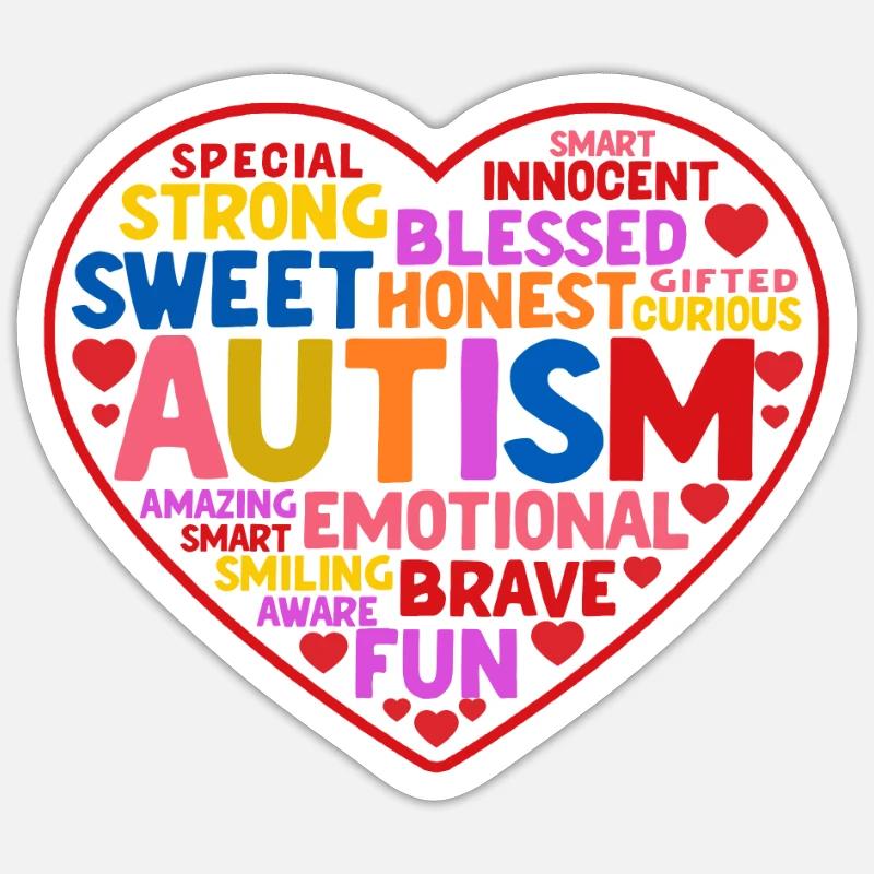 Cœur différent de sensibilisation à l’autisme Sticker taille S (10 x 10 cm)
