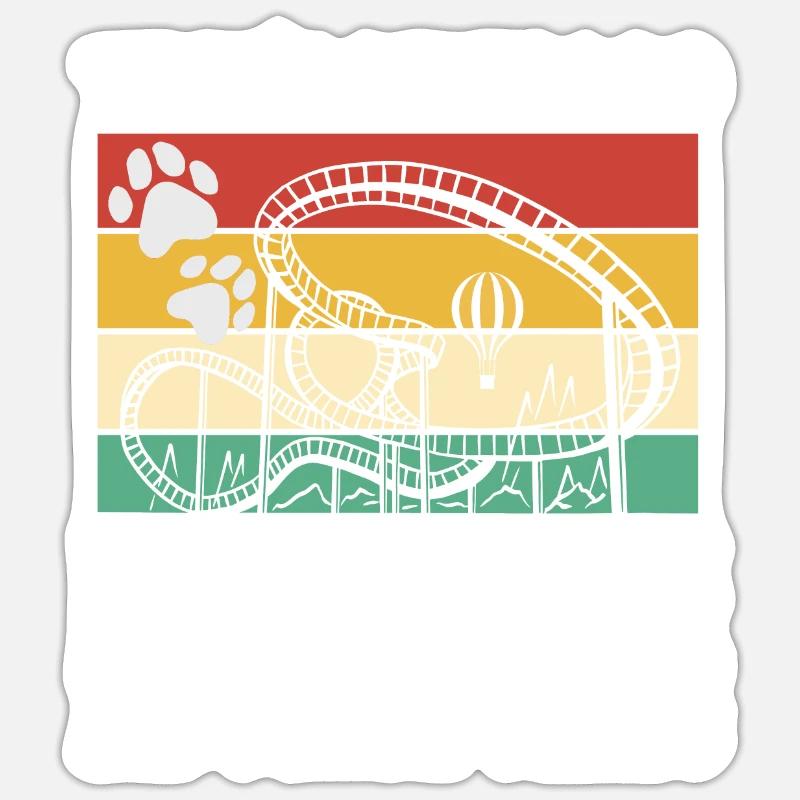 Achterbahn Rollercoaster Freizeitpark Sticker Größe S (10 x 10 cm)