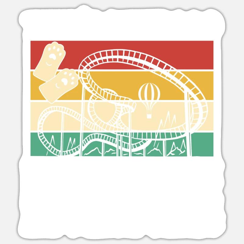 Achterbahn Rollercoaster Freizeitpark - Sticker Größe S (10 x 10 cm) - Mattweiß