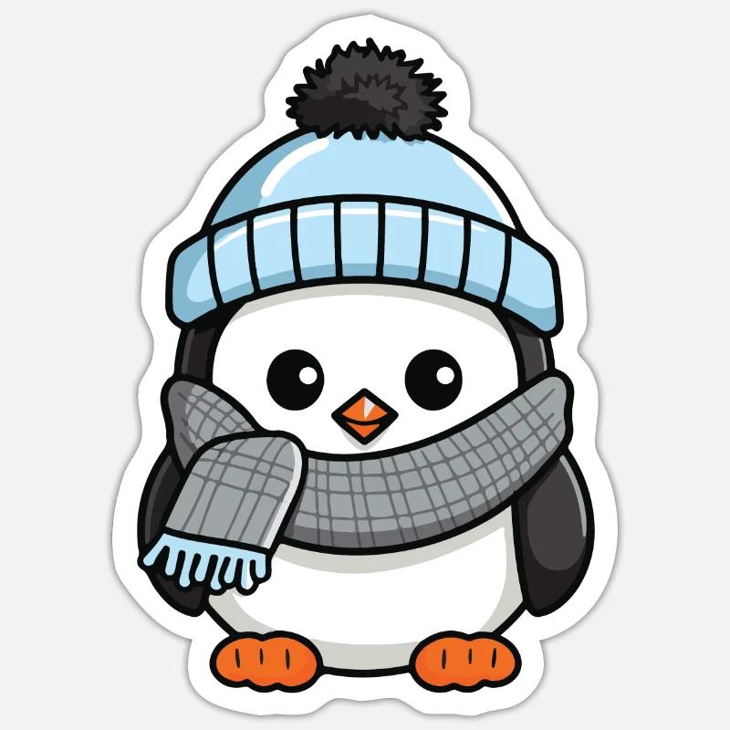 Penguin Winter Comic Cute - Sticker size S (10 x 10 cm) - white matte