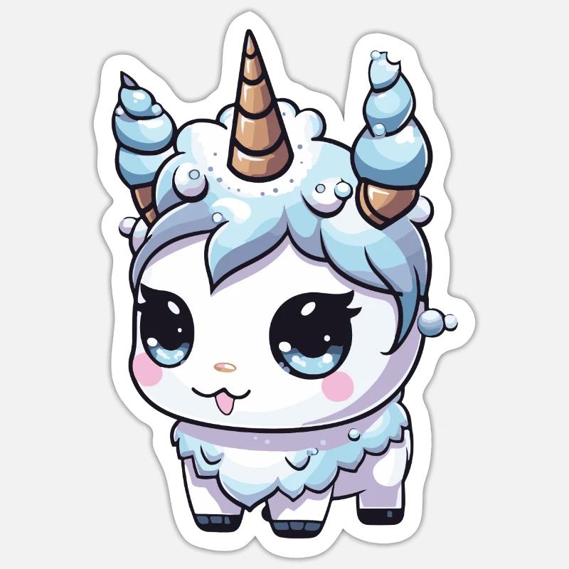 Einhorn Comic Niedlich - Sticker Größe S (10 x 10 cm) - Mattweiß