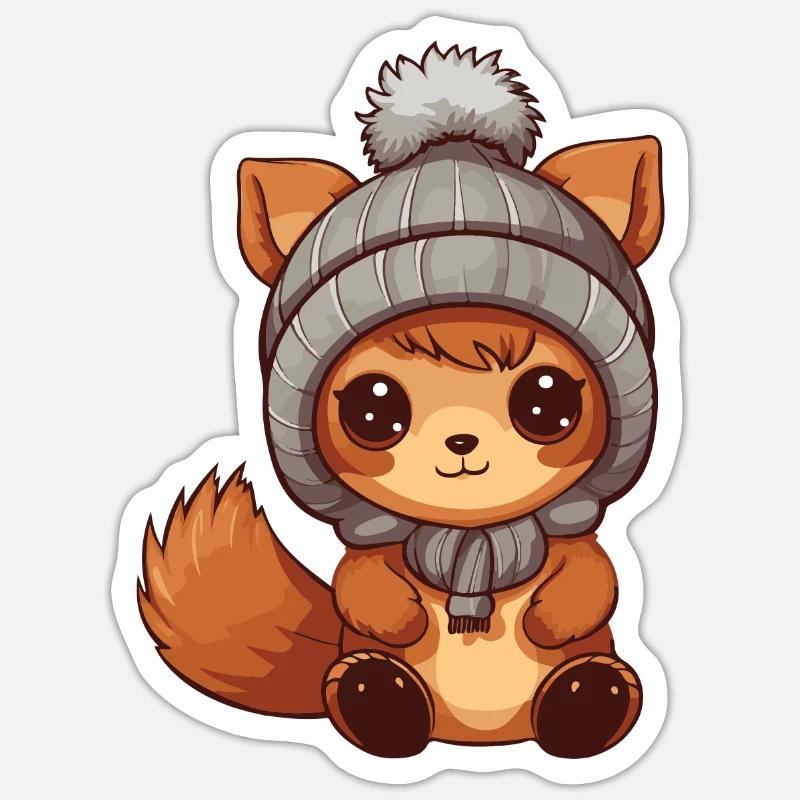 Squirrel Winter Comic Cute Sticker size S (10 x 10 cm)