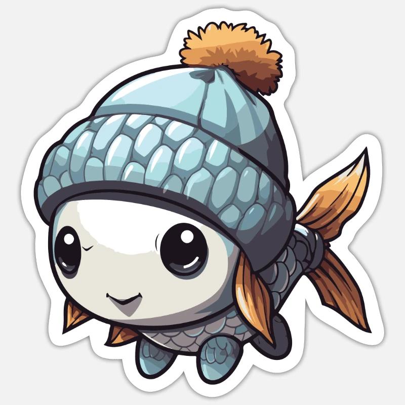 Fisch Winter Comic Sticker Größe S (10 x 10 cm)