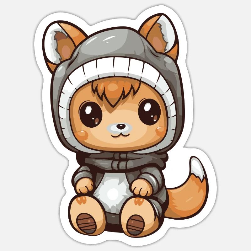 Eichhörnchen Winter Comic - Sticker Größe S (10 x 10 cm) - Mattweiß