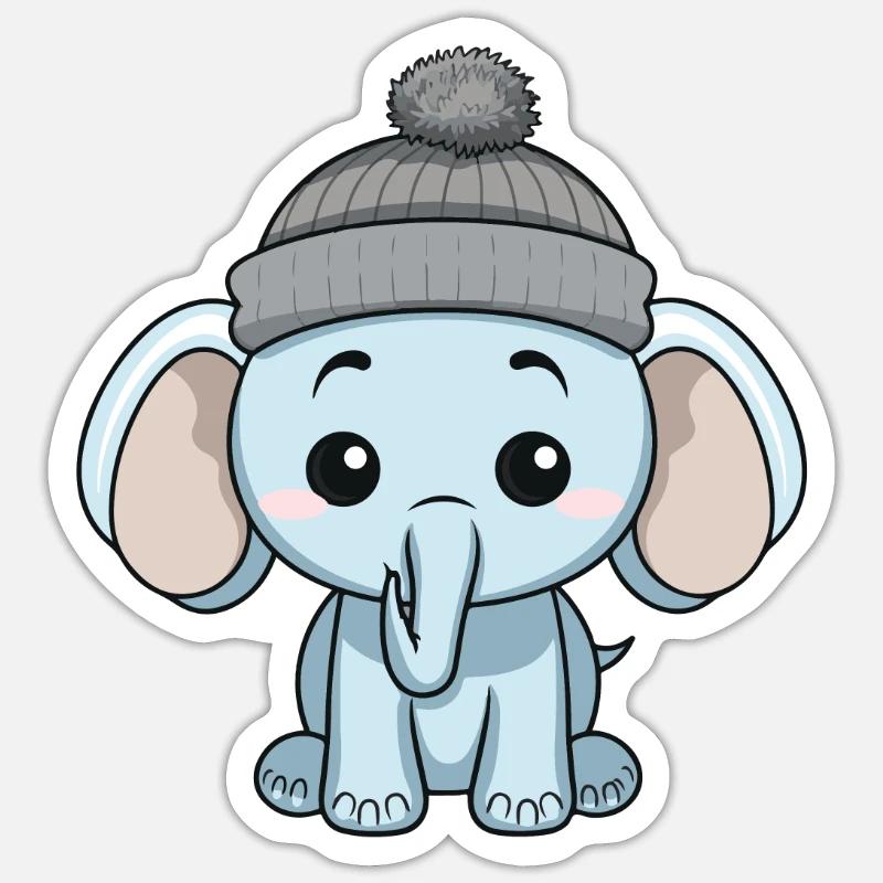 Elephant Winter Comic - Sticker size S (10 x 10 cm) - white matte