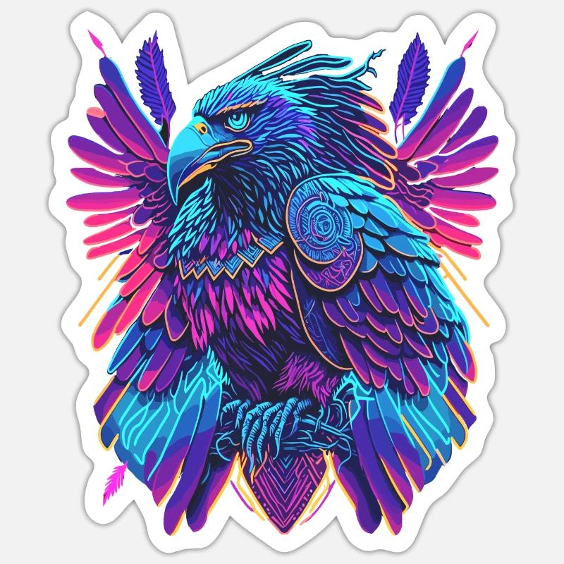 Néon Adler Synthwave Adler - Sticker taille S (10 x 10 cm) - blanc mat