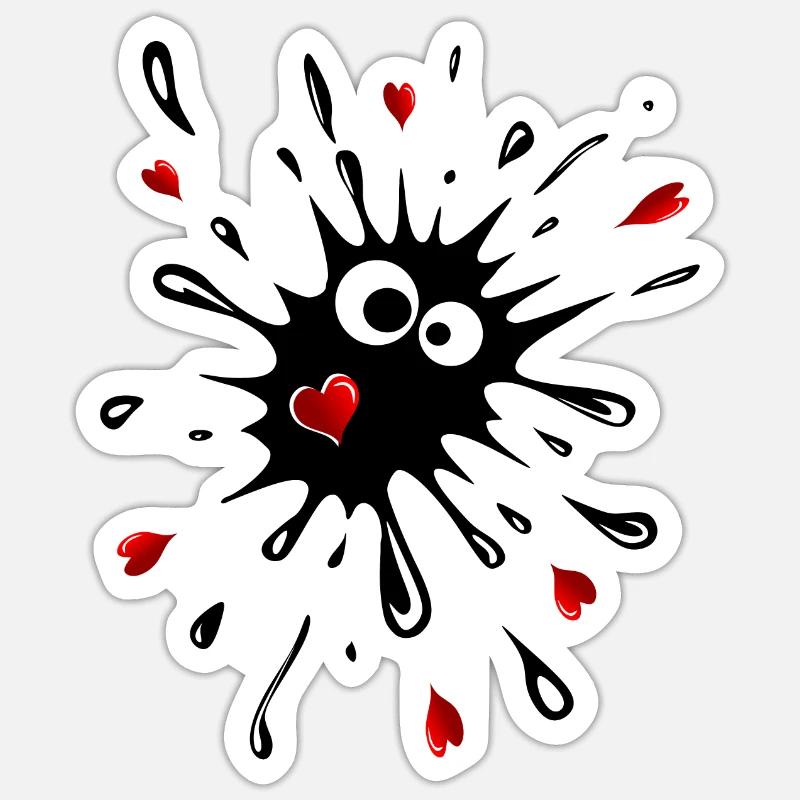 Des blobs avec des cœurs - Sticker taille S (10 x 10 cm) - blanc mat
