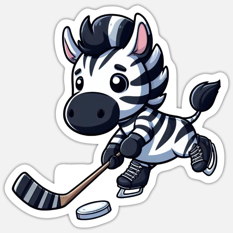 Zebra auf dem Eis: Eishockey neu definiert! - Sticker Größe S (10 x 10 cm) - Mattweiß