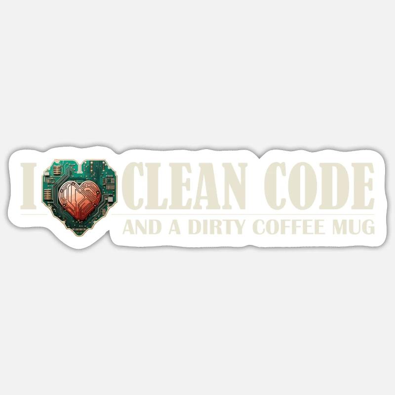 I Love Clean Code and Dirty Coffee Mug Devs Who Sticker size S (10 x 10 cm)