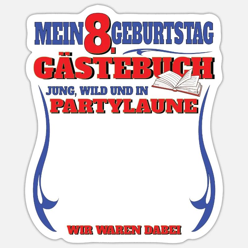 8. Geburtstag Junge & Mädchen Gästebuch - Sticker Größe S (10 x 10 cm) - Mattweiß