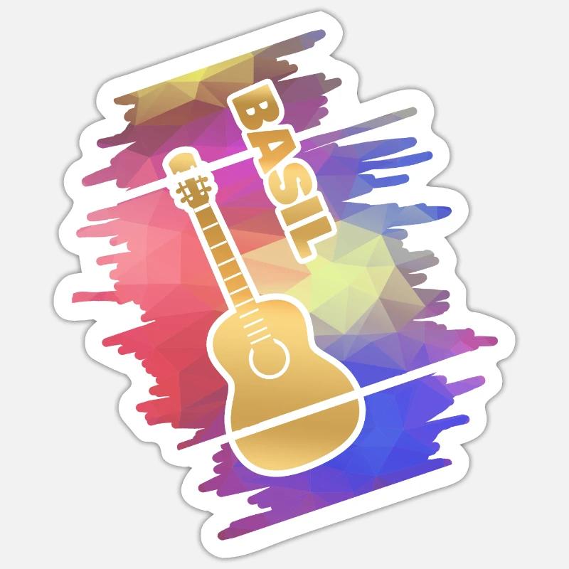 Guitare Basil Sticker taille S (10 x 10 cm)