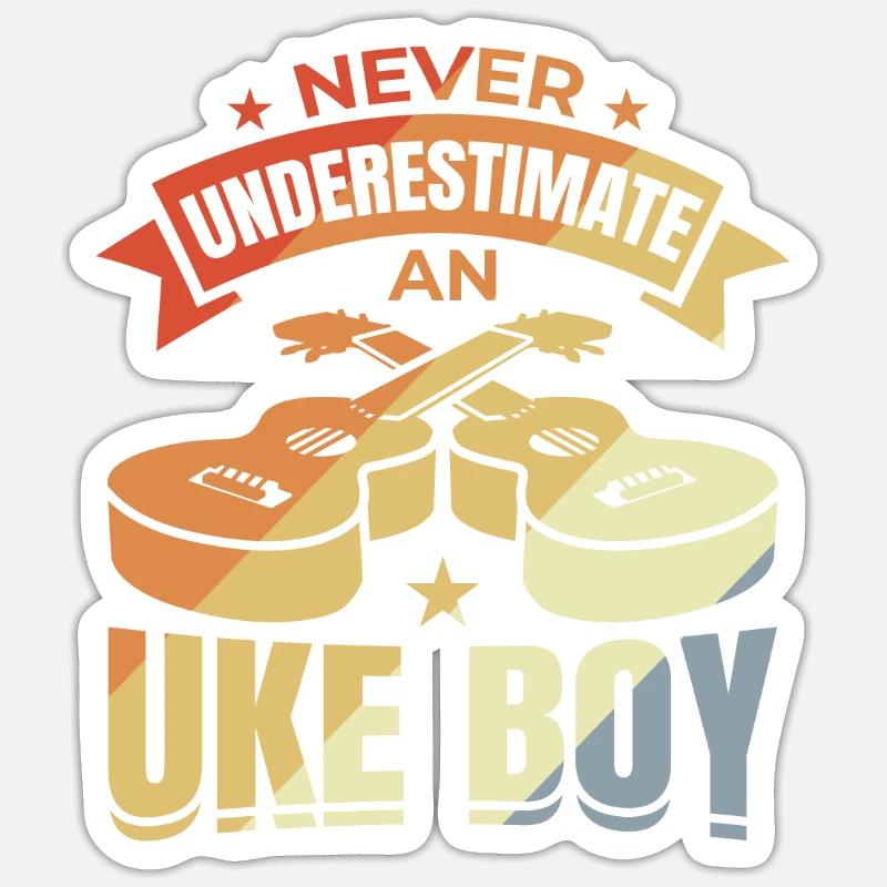 Never underestimate a ukulele boy Sticker size S (10 x 10 cm)