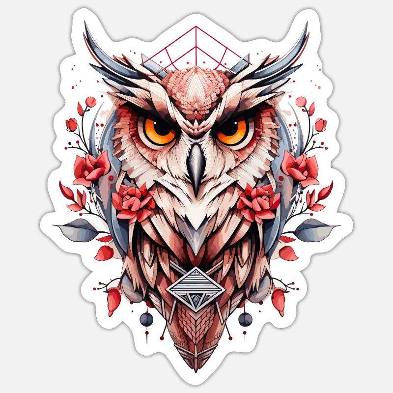Eule geometrisch - Sticker Größe S (10 x 10 cm) - Mattweiß
